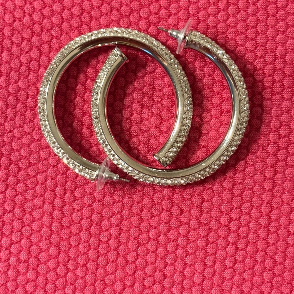 Elegant Silver Hoop Earrings - Picture 3 of 17